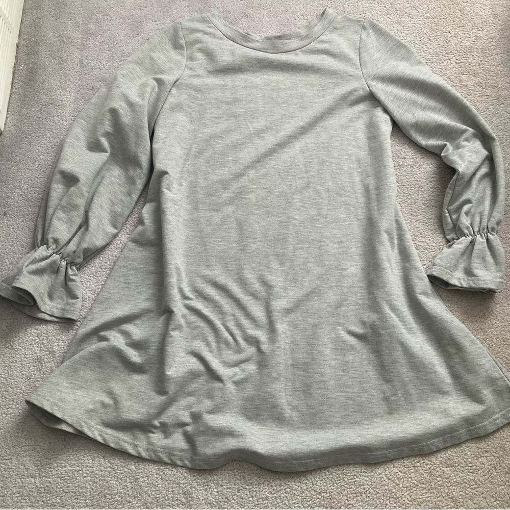 Zara Sweater Dress long sleeve with flare cuffs -  Heather Gray